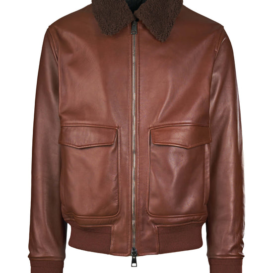 Leather Shearling Bomber Jacket - MONTEZEMOLO
